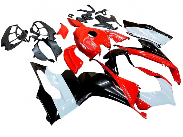 Kits Carenagem Moto Ducati Panigale V2 2020-2024 - Branco Vermelho Preto Brilhante