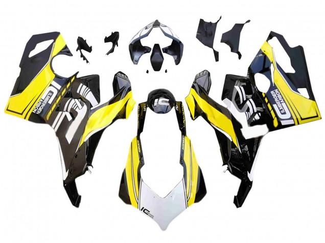 Carenagens Moto Ducati Panigale V4 V4S 2018-2019 - Branco Amarelo Preto Brilhante