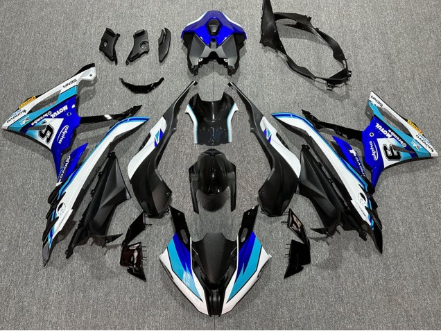 Carenagens Moto BMW S1000RR 2023-2024 - Branco Azul Preto Fosco Motul