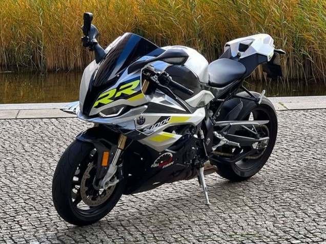 Carenagens Moto BMW S1000RR 2023-2024 - Prata Amarelo Fibra de Carbono