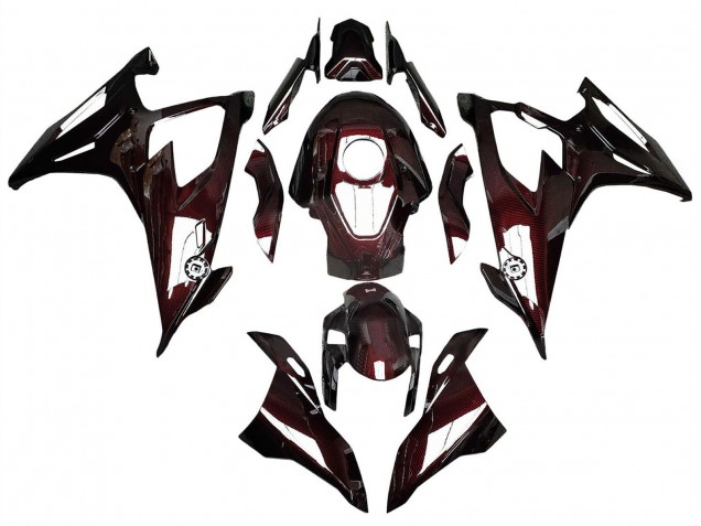 Carenagens Moto BMW S1000RR 2019-2022 - Vermelho Escuro Fibra de Carbono