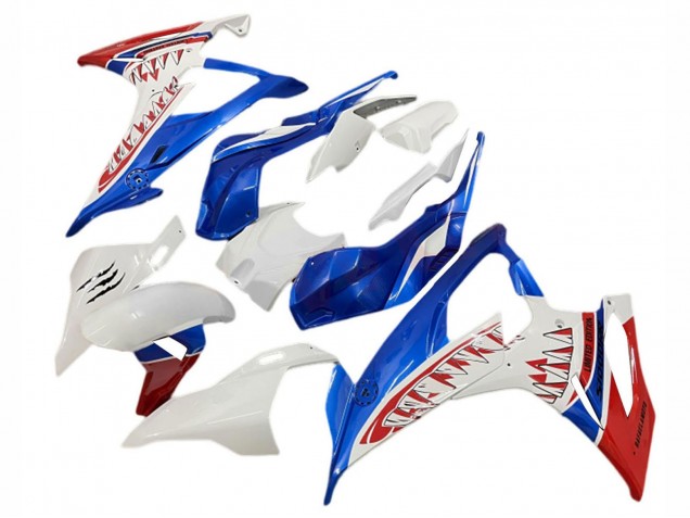 Carenagens Moto BMW S1000RR 2019-2022 - Branco Azul Vermelho Tubarão