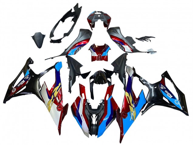 Carenagem Moto BMW S1000RR 2019-2022 - Branco Azul Vermelho Preto