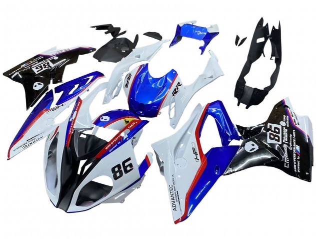 Carenagem Moto BMW S1000RR 2017-2018 - Branco Azul Vermelho Preto Brilhante