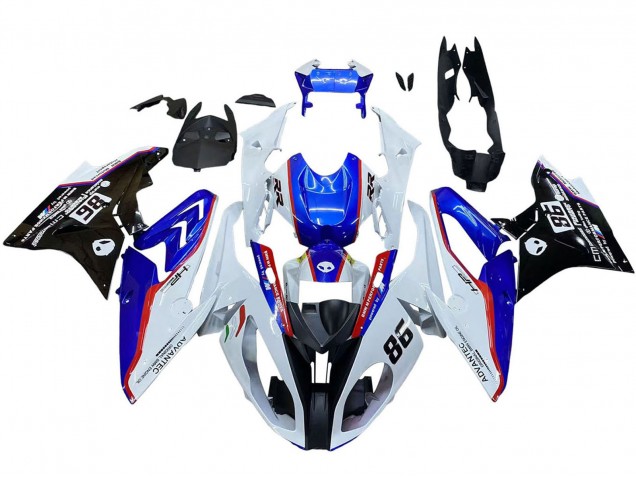 Carenagem Moto BMW S1000RR 2017-2018 - Branco Azul Vermelho Preto Brilhante