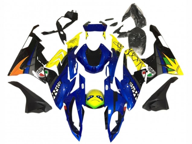 Carenagem Moto BMW S1000RR 2015-2016 - Amarelo Azul Preto Tubarão