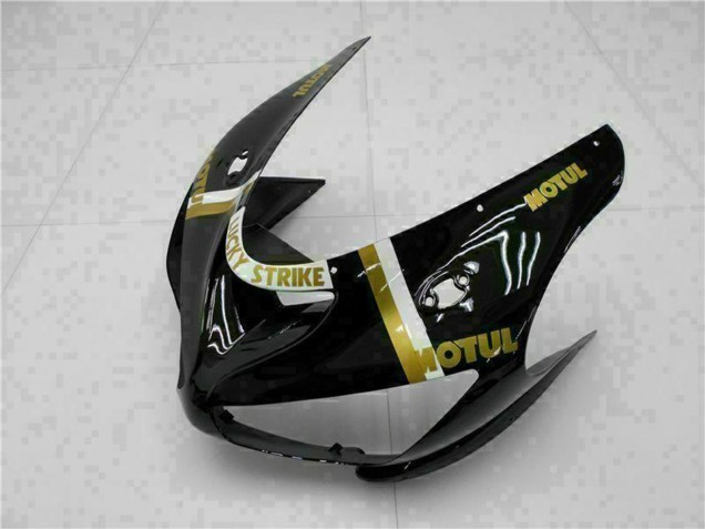 Carenagens Moto Kawasaki ZX6R 2005-2006 - Preto Brilhante Branco Ouro Lucky Strike