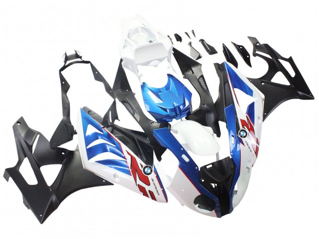 Carenagens Moto BMW S1000RR 2009-2014 - Branco Azul Preto Fosco