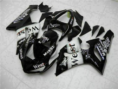 Carenagens Moto Kawasaki ZX6R 2005-2006 - Preto Brilhante Branco West
