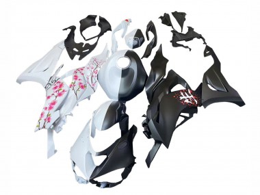 Carenagens Moto Kawasaki ZX6R 2023-2025 - Preto Branco Flower