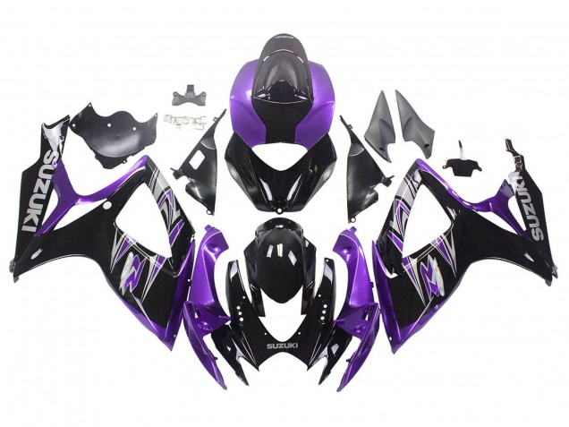 Kits Carenagem Moto Suzuki GSXR 600 / GSXR 750 2006-2007 - Roxo Preto Brilhante