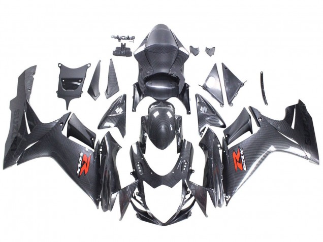Carenagens Moto Suzuki GSXR 600 / GSXR 750 2011-2024 - Preto Fibra de Carbono Vermelho