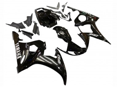 Carenagens Moto Yamaha YZF R6S 2006-2009 - Preto Brilhante Branco Decalques