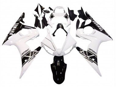 Carenagem Moto Yamaha YZF R6 2003-2004 - Branco Preto Brilhante