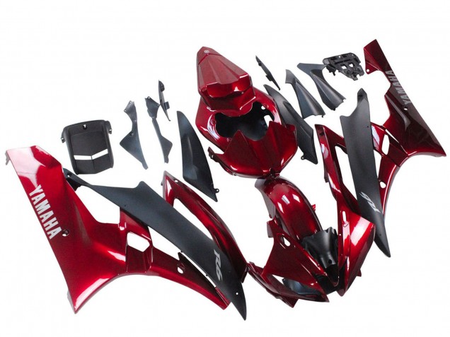 Carenagem Moto Yamaha YZF 600 R6 2006-2007 - Vermelho Preto Fosco