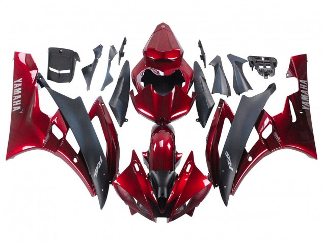 Carenagem Moto Yamaha YZF 600 R6 2006-2007 - Vermelho Preto Fosco