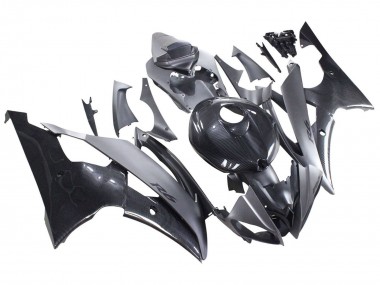 Carenagens Moto Yamaha YZF 600 R6 2008-2016 - Cinzento Preto Fibra de Carbono Estilo