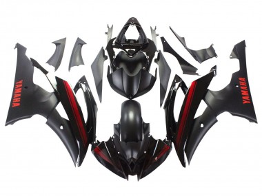 Carenagens Moto Yamaha YZF 600 R6 2008-2016 - Preto Brilhante Preto Fosco Vermelho Listra