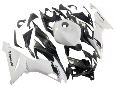 Carenagens Moto Kawasaki ZX6R 2019-2022 - Branco Preto Fibra de Carbono