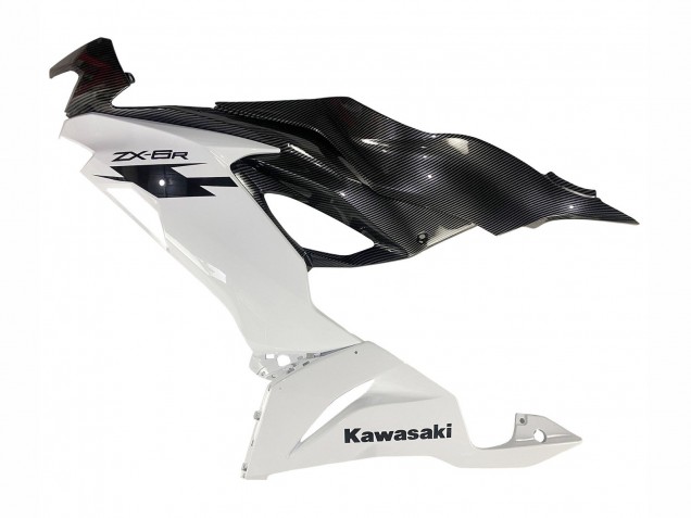 Carenagens Moto Kawasaki ZX6R 2019-2022 - Branco Preto Fibra de Carbono