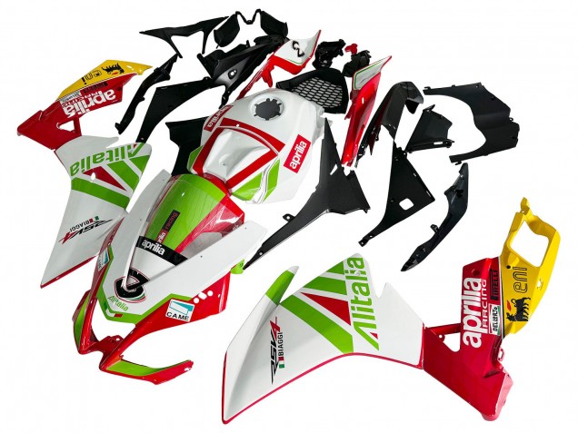Carenagem Moto Aprilia RS4 50 125 2012-2018 - Branco Vermelho Verde Amarelo Alitalia
