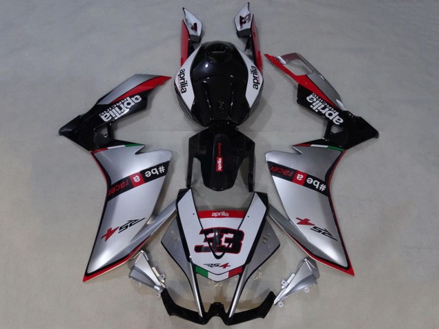 Carenagens Moto Aprilia RS4 50 125 2012-2018 - Prata Vermelho Preto Brilhante