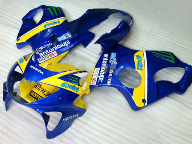 Carenagens Moto Honda CBR600 F4 1999-2000 - Azul Amarelo Verde Monstro