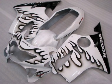 Carenagens Moto Honda CBR600 F4 1999-2000 - Branco Preto Brilhante Chama