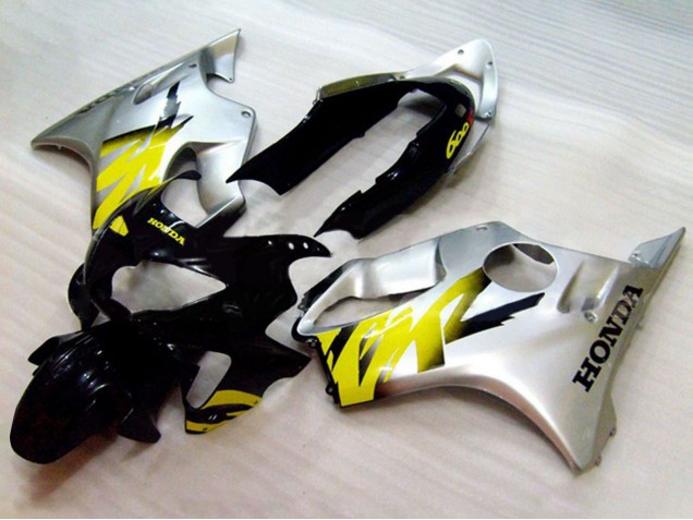 Carenagens Moto Honda CBR600 F4 1999-2000 - Prata Amarelo Preto Brilhante