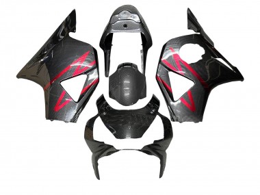 Carenagens Moto Honda CBR900RR 954 2002-2003 - Preto Fibra de Carbono Vermelho Listra