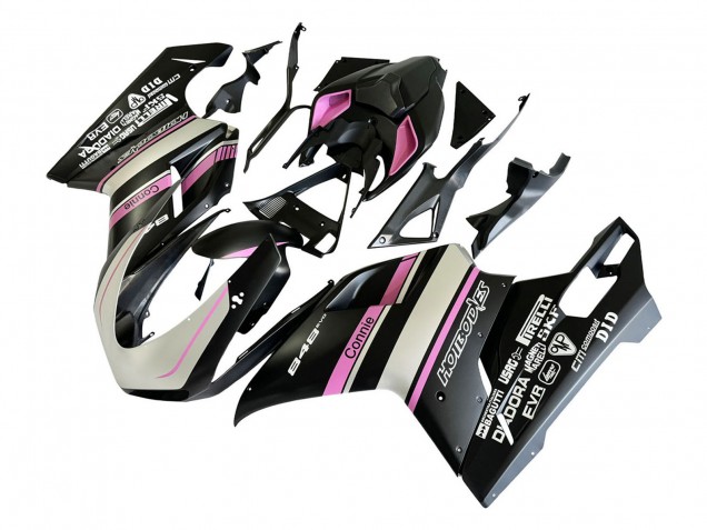 Carenagens Moto Ducati 848 2007-2014 - Branco Rosa Preto Brilhante Connie