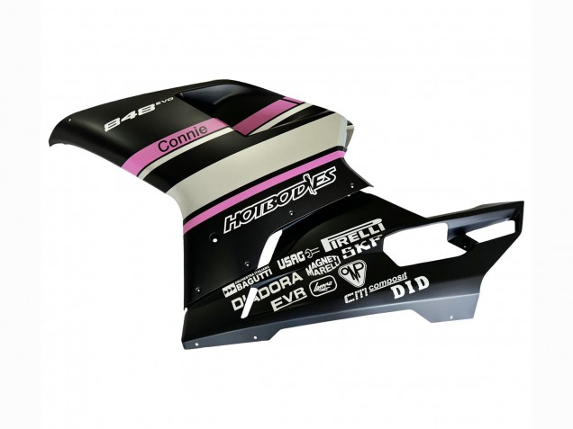 Carenagens Moto Ducati 848 2007-2014 - Branco Rosa Preto Brilhante Connie