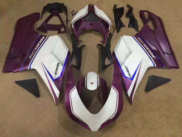 Carenagens Moto Ducati 848 2007-2014 - Branco Azul Roxo Corse
