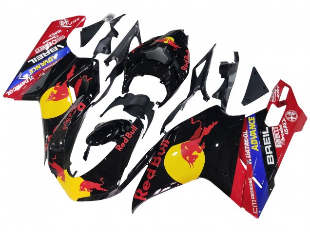 Carenagens Moto Ducati 848/1098/1198 2007-2014 - Preto Brilhante Amarelo Azul Red Bull