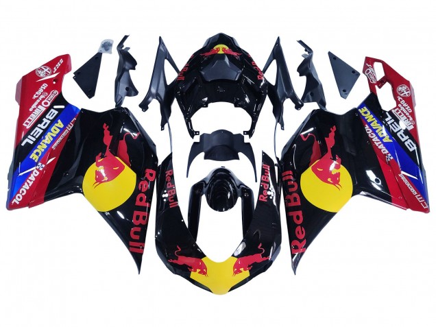 Carenagens Moto Ducati 848/1098/1198 2007-2014 - Preto Brilhante Amarelo Azul Red Bull