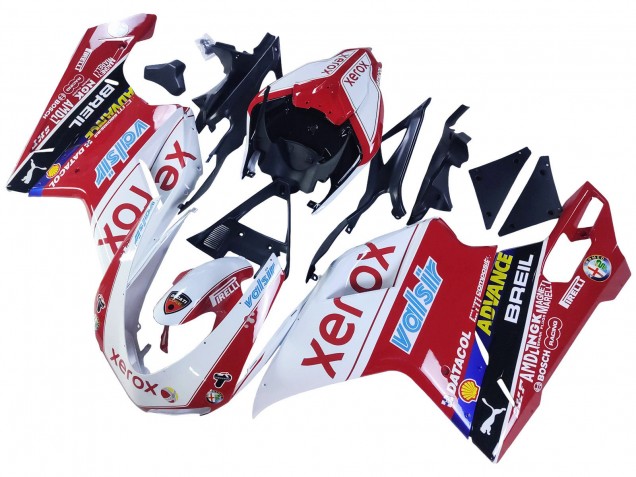 Carenagens Moto Ducati 848/1098/1198 2007-2014 - Branco Vermelho Preto Brilhante Valsir Xerox