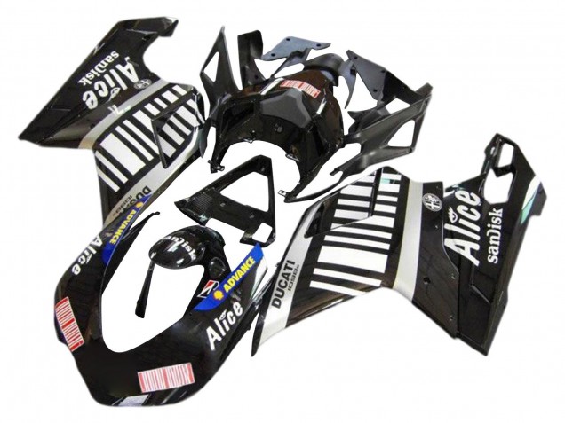 Carenagens Moto Ducati 1098 2007-2014 - Prata Preto Brilhante Alice Sandisk