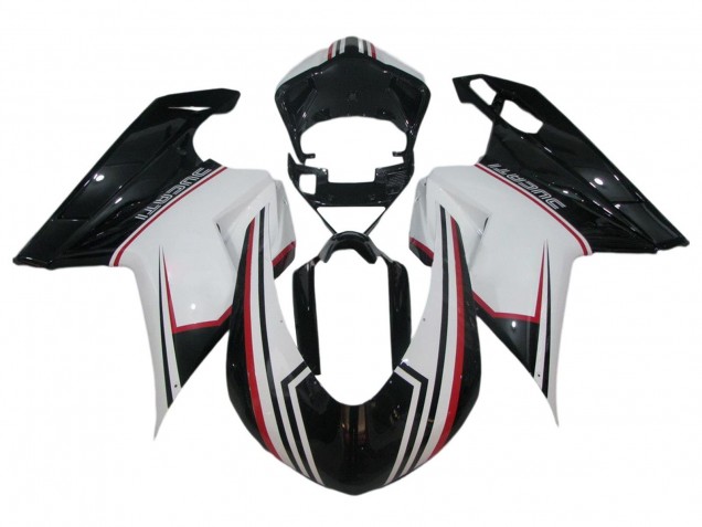 Carenagem Moto Ducati 848/1098/1198 2007-2014 - Branco Vermelho Preto Brilhante