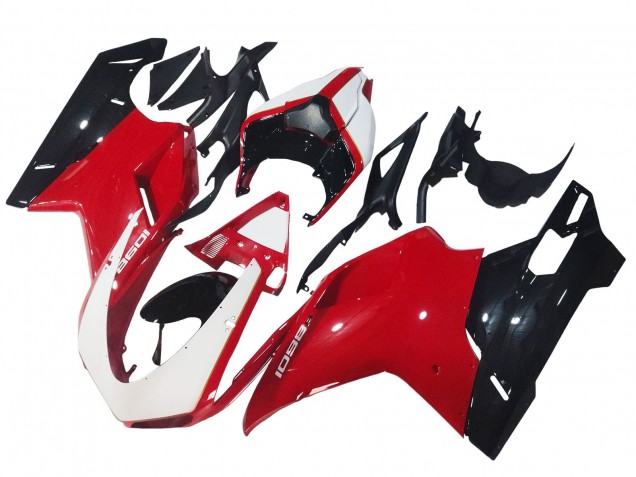 Carenagens Moto Ducati 1098 2007-2014 - Branco Vermelho Preto Brilhante