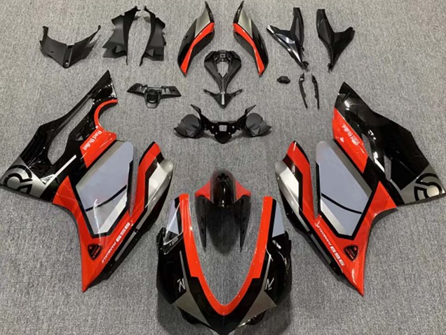 Carenagens Moto Ducati 959 2015-2020 - Prata Vermelho Preto Brilhante