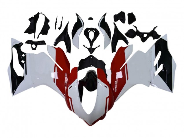 Kits Carenagens Moto Ducati 959 2015-2020 - Branco Vermelho Preto Brilhante