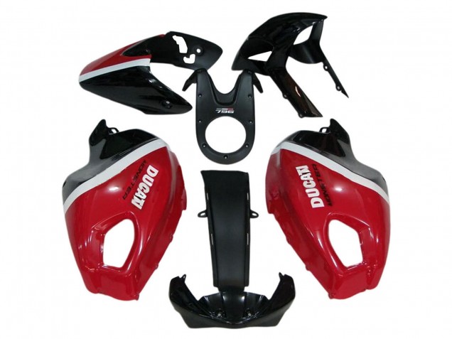 Carenagens Moto Ducati Monster 696 796 1100 1100S 2008-2012 - Vermelho Branco Preto Brilhante