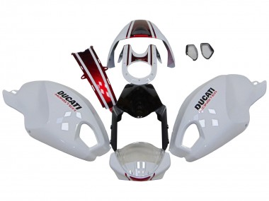 Carenagens Moto Ducati Monster 696 796 1100 1100S 2008-2012 - Branco Vermelho Preto Brilhante