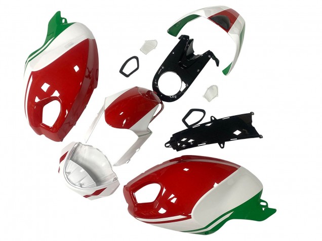 Carenagem Moto Ducati Monster 696 796 1100 1100S 2008-2012 - Branco Vermelho Verde
