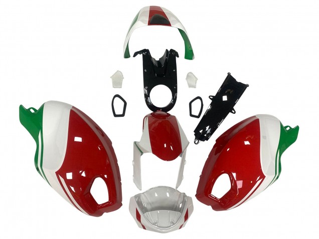 Carenagem Moto Ducati Monster 696 796 1100 1100S 2008-2012 - Branco Vermelho Verde