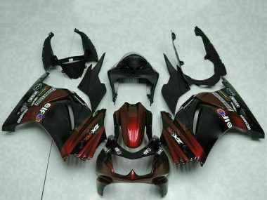 Carenagens Moto Kawasaki EX250 2008-2012 - Preto Brilhante Vermelho Castanho