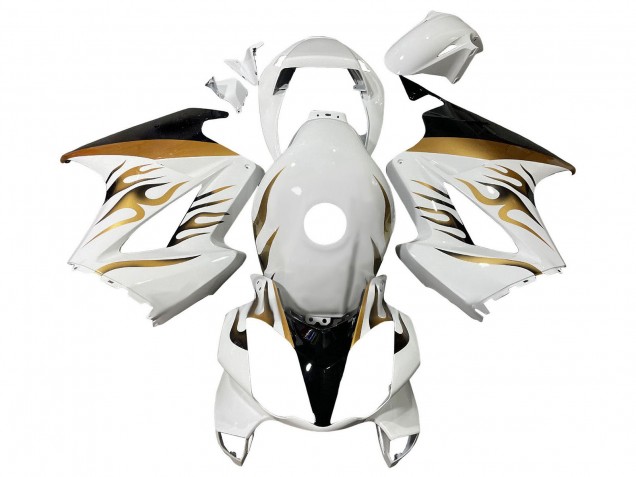 Carenagens Moto Honda VFR 800 2002-2013 - Branco Ouro Chama