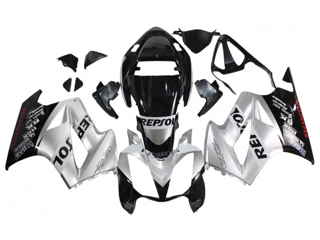 Carenagens Moto Honda VFR 800 2002-2013 - Prata Preto Brilhante Repsol