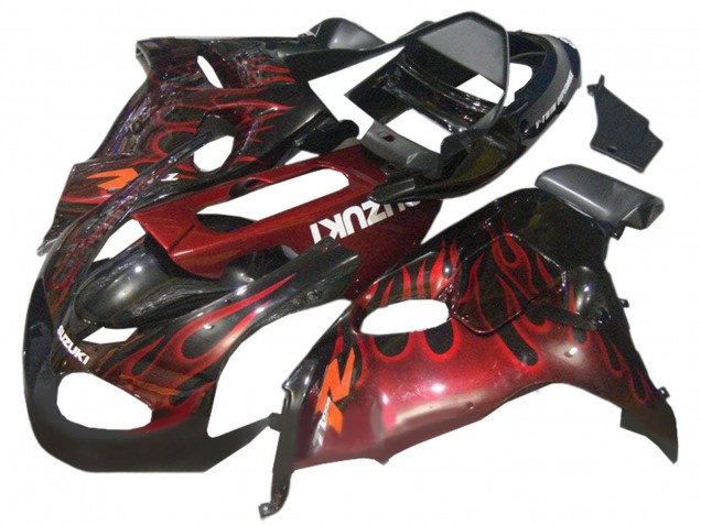 Carenagens Moto Suzuki TL1000R 1998-2003 - Preto Brilhante Vermelho Chama