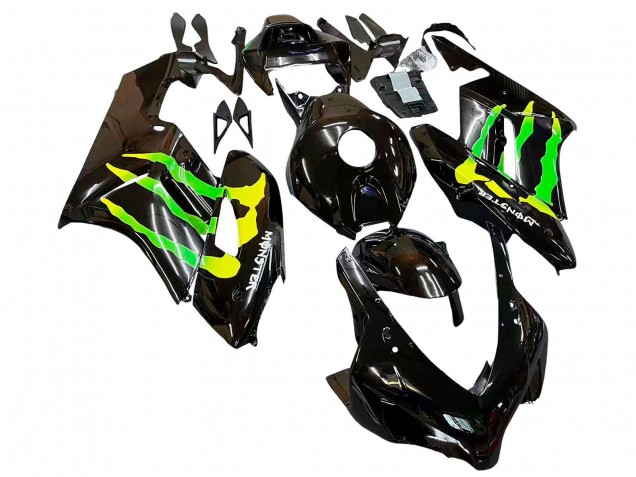 Carenagens Moto Honda CBR1000RR 2004-2005 - Preto Brilhante Amarelo Verde Monstro